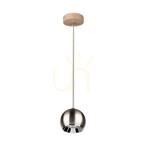 Ball Wood Pendant Light, Includes 1x 5W GU10 LED Bulb, Oiled Oak/Satin, Ø12 cm small 0