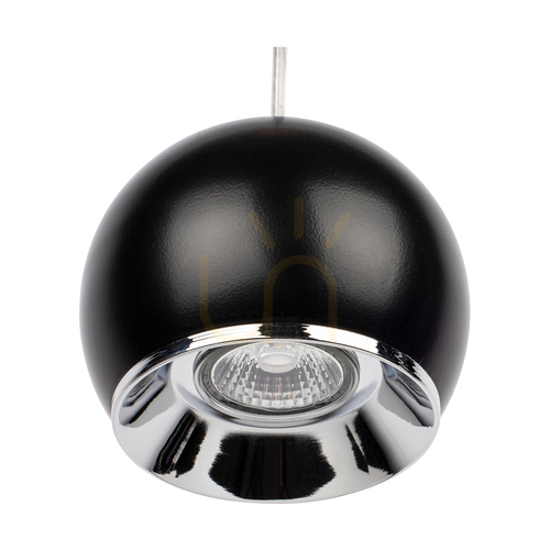 Check Ball Wood Pendant Light, Includes 1x 5W GU10 LED Bulb, Walnut/Black, Ø12 cm