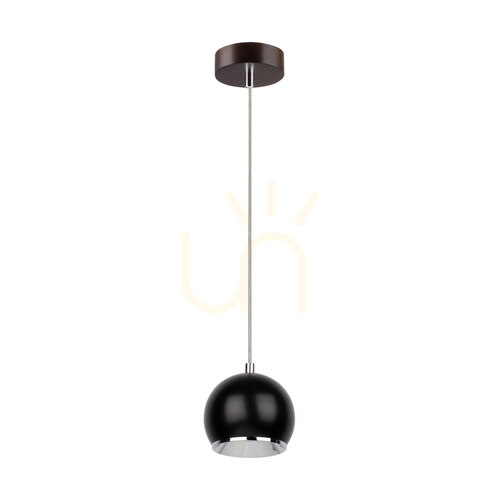 Check Ball Wood Pendant Light, Includes 1x 5W GU10 LED Bulb, Walnut/Black, Ø12 cm