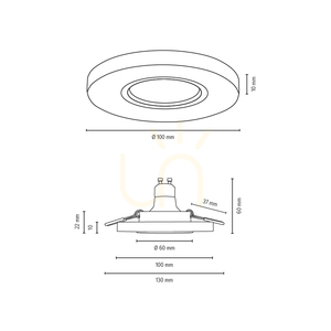 Vitar Wood Round Ceiling Light, Includes 1x LED GU10 6W, Oiled Oak, Ø10 cm small 2