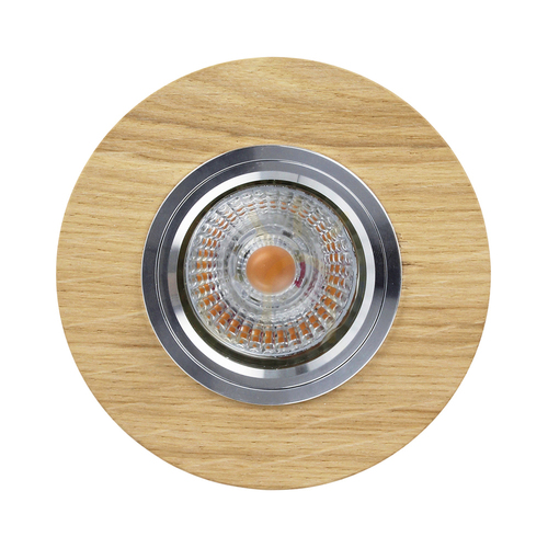 Check Vitar Wood Round Ceiling Light, Includes 1x LED GU10 6W, Oiled Oak, Ø10 cm