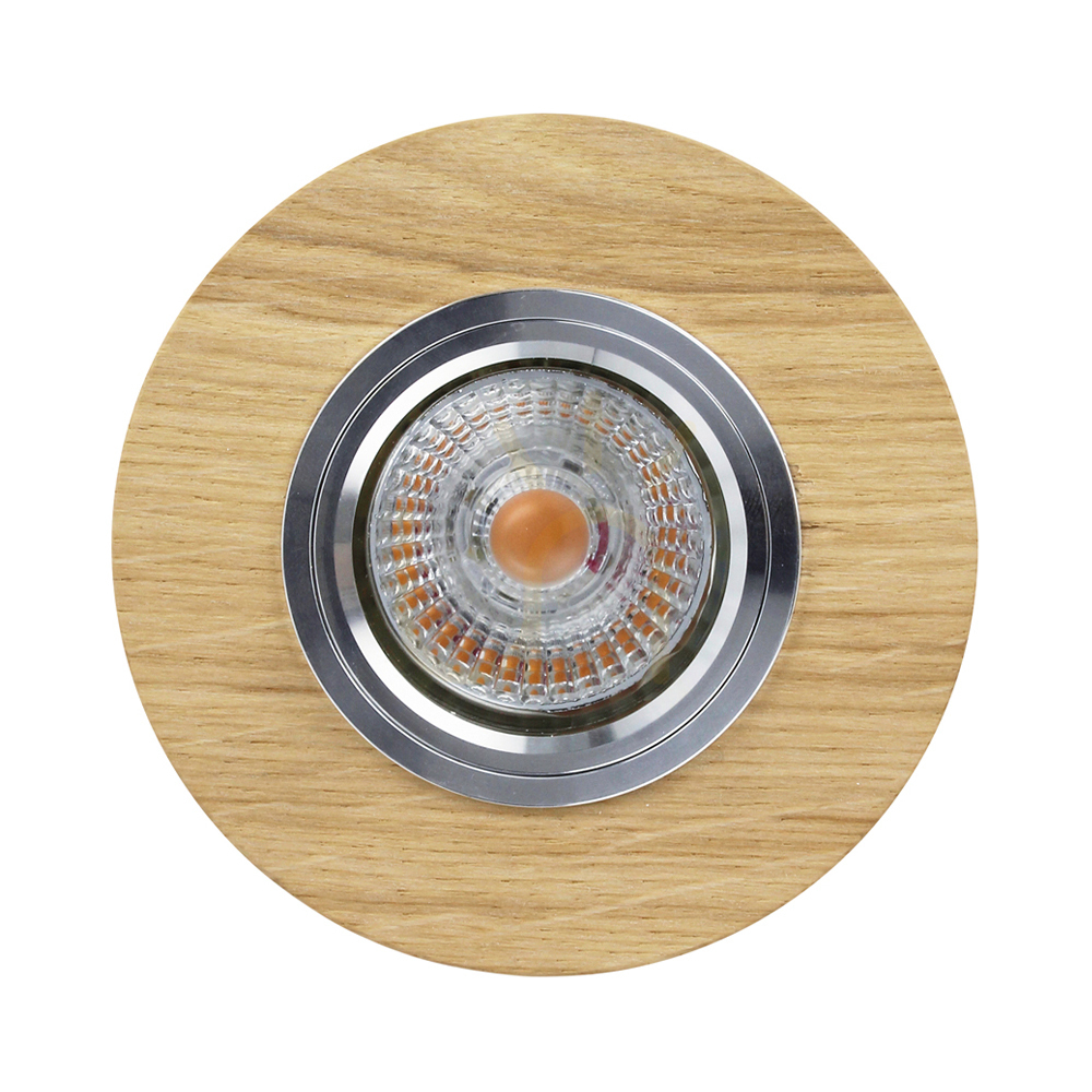 Vitar Wood Round Ceiling Light, Includes 1x LED GU10 6W, Oiled Oak, Ø10 cm