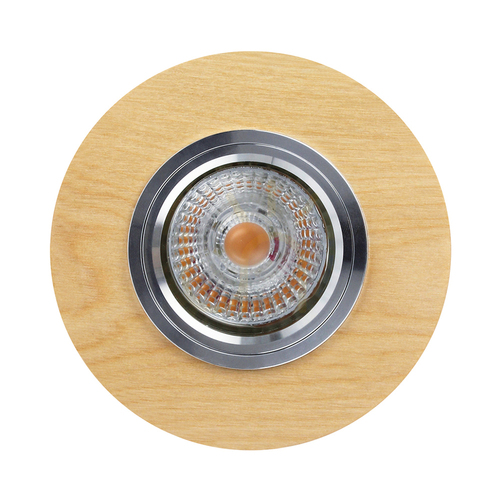 Check Vitar Wood Round Ceiling Light, Includes 1x LED GU10 6W, Birch, Ø10 cm