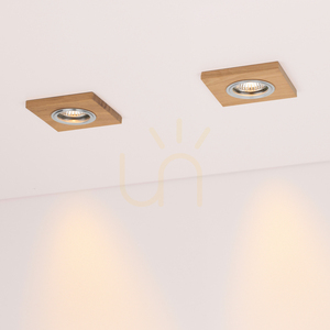 Vitar Wood Square Ceiling Light, Includes 1x 6W GU10 LED Bulb, Oiled Oak, 9.5 cm small 1