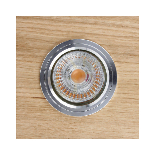 Check Vitar Wood Square Ceiling Light, Includes 1x 6W GU10 LED Bulb, Oiled Oak, 9.5 cm