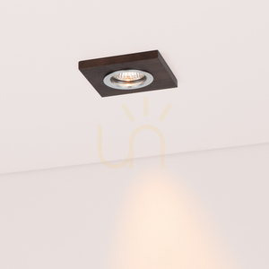 Vitar Wood Square Ceiling Light, Includes 1x 6W GU10 LED Bulb, Walnut, 9.5 cm small 1