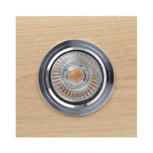 Check Vitar Wood Square Ceiling Light, Includes 1x 6W GU10 LED Bulb, Birch, 9.5 cm