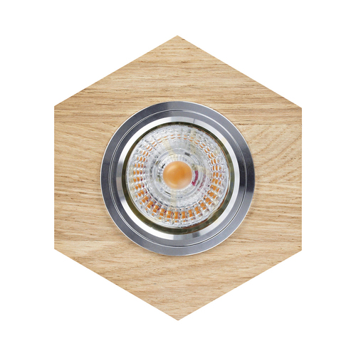 Check Vitar Wood Ceiling Light, Includes 1x 6W GU10 LED Bulb, Oiled Oak/Chrome, 11 cm