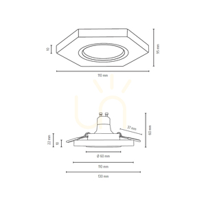 Vitar Wood Ceiling Spotlight, Includes 1x LED GU10 6W, Walnut/Chrome, 11 cm small 1