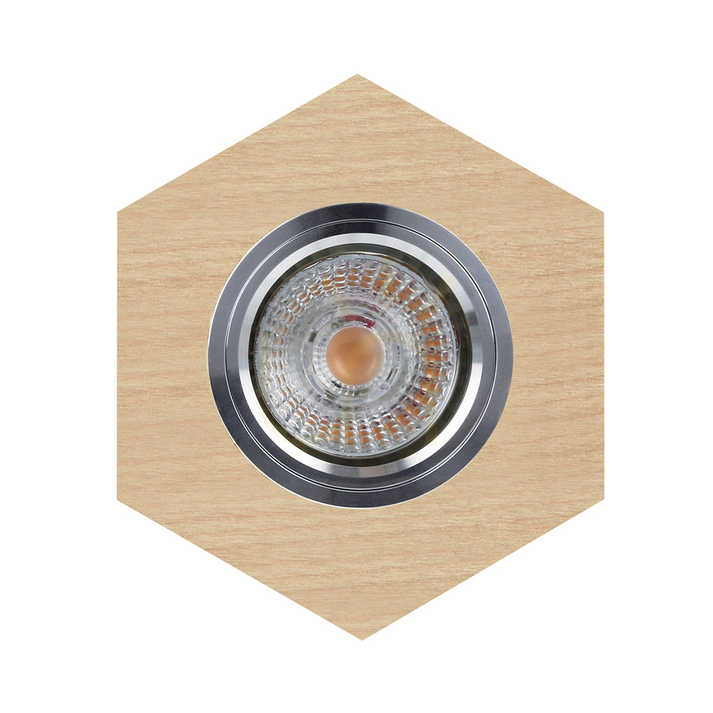 Vitar Wood Ceiling Light, Includes 1x 6W GU10 LED, Birch/Chrome, 11 cm