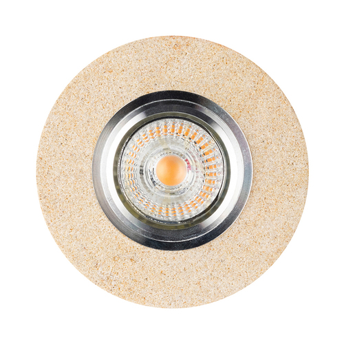 Check Vitar Sandstone Round Ceiling Light, Includes 1x LED GU10 6W, Sandstone/Chrome, Ø10 cm