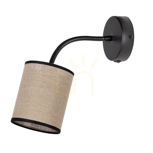 Check Cookie Fibre Wall Sconce 1xE27 max. 25W Black/Beige-Black with a 30 cm Flex arm