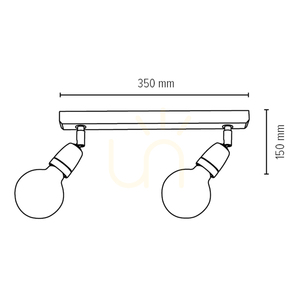 Corfu Ceiling Light, 2xE27, Max. 25W, Black/White, 37 cm small 1