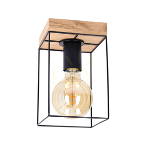 Moroni Ceiling Light, 1xE27, Max. 60W, Oiled Oak/Black, 13.5 cm small 0