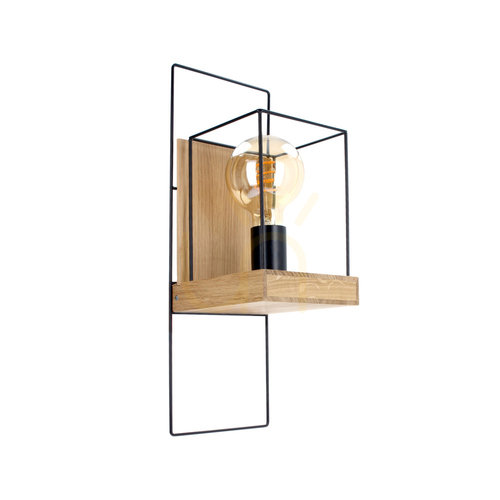 Check Moroni Wall Sconce 1xE27 Max. 25W Oiled Oak/Black 16 cm
