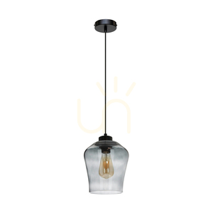 Juba Pendant Light, 1xE27, Max. 60W, Black/Black/Smoked Glass, Ø19 cm small 0