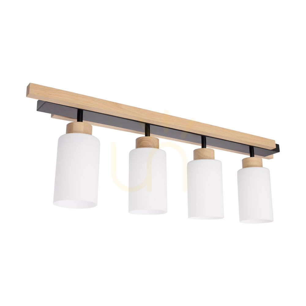 Mostar Ceiling Light 4xE27 Max. 60W Oiled Oak/Black/White 75 cm