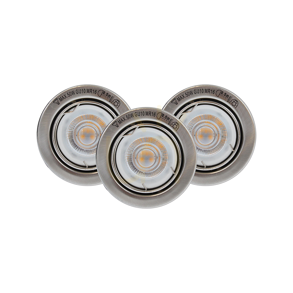 Basic Ceiling Spot Light Set, incl. 3x GU10 5W 2700K Satin Ø8 cm