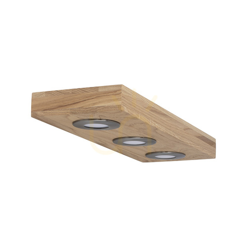 Check Chelby Wall Sconce with Shelf, Includes 3x 5W LEDs, Oiled Oak/Satin, 45 cm