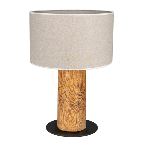 Check Emmo Table Lamp, 1xE27, Max. 40W, Stained Pine/Black/Black PVC/Beige, Ø30 cm