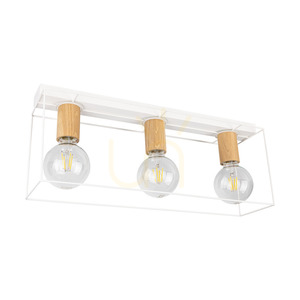 Gretter Ceiling Light, 2xE27, Max. 60W, White/Oiled Oak, 54 cm small 0