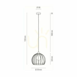 Dakar Pendant Light 1xE27 Max. 60W Oiled Oak/Black PVC/Black Ø37 cm small 1