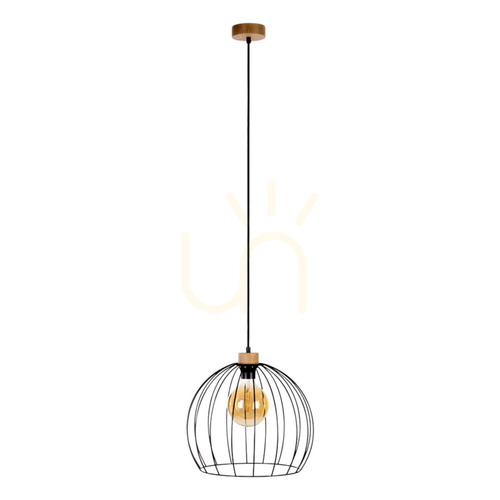 Check Dakar Pendant Light 1xE27 Max. 60W Oiled Oak/Black PVC/Black Ø37 cm