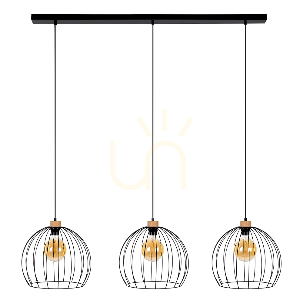 Dakar Pendant Light 3xE27 Max. 60W Black/Oiled Oak/Black 132 cm