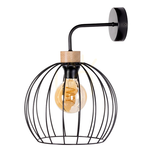 Check Dakar Wall Sconce 1xE27 Max. 25W Black/Oiled Oak/Black 28 cm