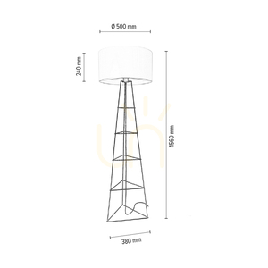 Marlene Floor Lamp 1xE27 60W Black/Black/White Ø50 cm small 3