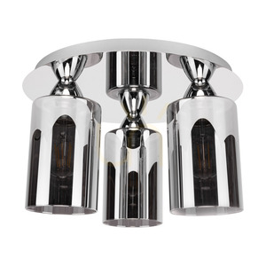 Merilo Smoky Ceiling Light, 3xE27 max. 60W, Chrome/Smoky, Ø33 cm small 0
