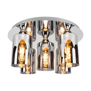 Merilo Smoky Ceiling Light, 5xE27 max. 60W, Chrome/Smoky, Ø43 cm small 1
