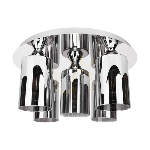 Check Merilo Smoky Ceiling Light, 5xE27 max. 60W, Chrome/Smoky, Ø43 cm