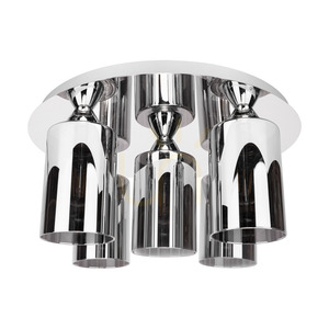 Merilo Smoky Ceiling Light, 5xE27 max. 60W, Chrome/Smoky, Ø43 cm small 0