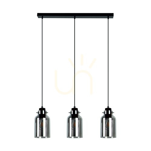 Check Alessandro Smoky Pendant Light, 3xE27 max. 60W, Black/Walnut/Smoky 55 cm