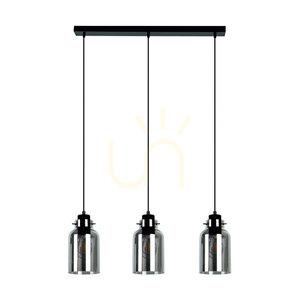 Alessandro Smoky Pendant Light, 3xE27 max. 60W, Black/Walnut/Smoky 55 cm small 0