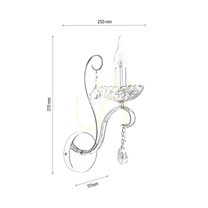 Alessa Wall Sconce 1xE14 Max. 40W Chrome Metal/Clear Crystal Glass 25 cm small 3