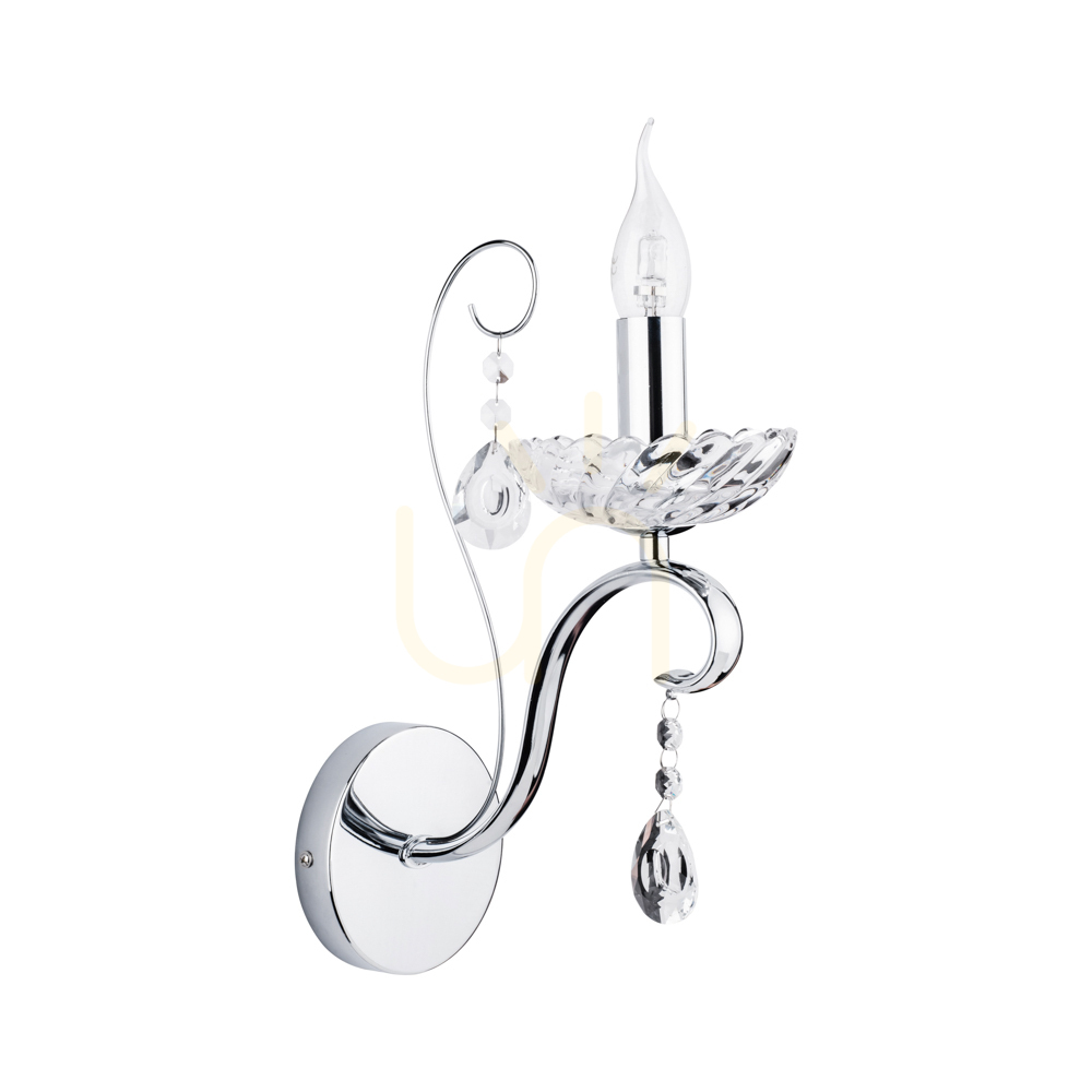 Alessa Wall Sconce 1xE14 Max. 40W Chrome Metal/Clear Crystal Glass 25 cm