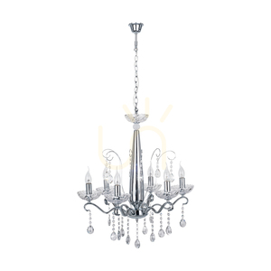 Alessa Chandelier, 6xE14, Max. 40W, Chrome Metal/Clear Crystal Glass, Ø61 cm small 0