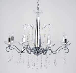 Alessa Chandelier, 8xE14, Max. 40W, Chrome Metal/Clear Crystal Glass, Ø81 cm small 1