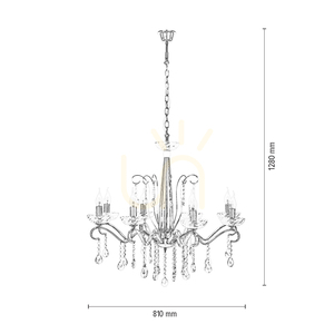 Alessa Chandelier, 8xE14, Max. 40W, Chrome Metal/Clear Crystal Glass, Ø81 cm small 2
