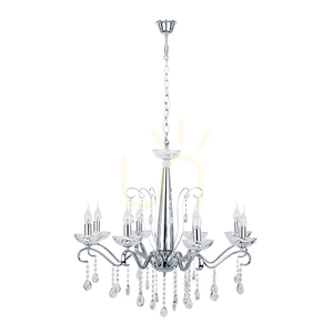 Alessa Chandelier, 8xE14, Max. 40W, Chrome Metal/Clear Crystal Glass, Ø81 cm small 0