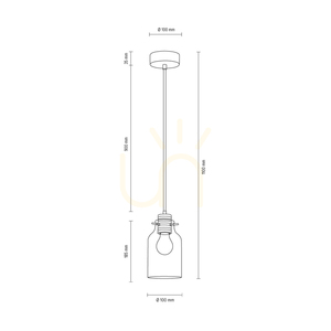 Alessandro Pendant Light, 1xE27, Max. 60W, Beech and Walnut Wood / Black Metal / Black PVC Cable / Clear Glass Shade, Ø10 cm small 2