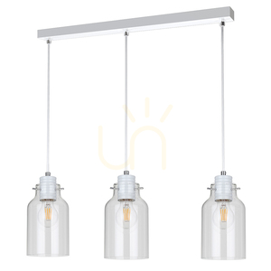 Alessandro Pendant Light, 3xE27, 60W, White Metal / Transparent PVC Cable / Transparent Glass Shade, 60 cm small 0