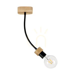 Allumer Ceiling Light, 1xE27, Max. 25W, Oiled Oak/Black Metal, 11 cm small 0