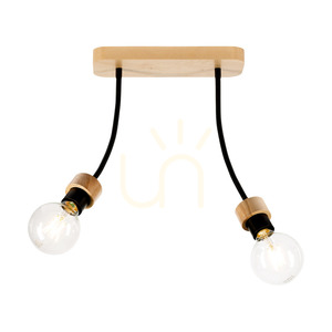 Allumer Ceiling Light, 2xE27, Max. 25W, Oiled Oak/Black Metal, 29 cm small 1