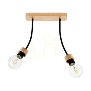 Allumer Ceiling Light, 2xE27, Max. 25W, Oiled Oak/Black Metal, 29 cm small 0