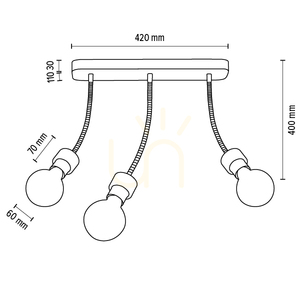 Allumer Ceiling Light, 3xE27, Max. 25W, Oiled Oak/Black Metal, 42 cm small 4