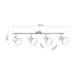 Amanda Ceiling Light, 4xE27, Max. 60W, Chrome Metal, 87 cm small 2