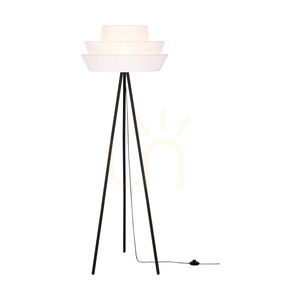 Amar Floor Lamp, 1xE27, Max. 40W, Black Metal/Black PVC Cable/White Lampshade, Ø55 cm small 1